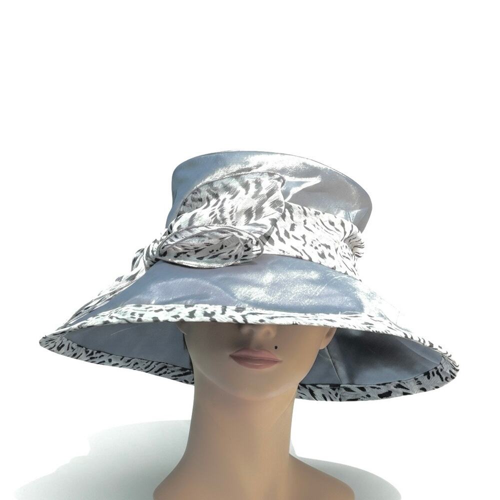 Giovanni New York Church Derby Hat Gray with leopard print accent
